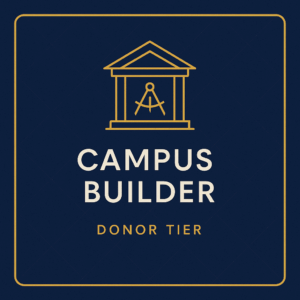 Campus Builder logo, donor tier badge.
